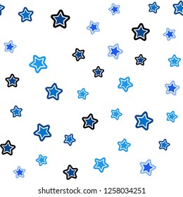 Light BLUE vector seamless layout with bright stars. Decorative shining illustration with stars on abstract template. Texture for window blinds, curtains.