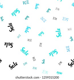 Light BLUE vector seamless layout with discount of 30, 50, 70%. Illustration with signs of sales on abstract template. Backdrop for mega promotions, discounts.