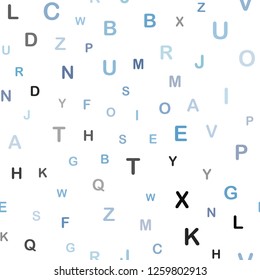 Light BLUE vector seamless layout with latin alphabet. Shining colorful illustration with isolated letters. Pattern for trendy fabric, wallpapers.