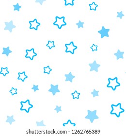 Light BLUE vector seamless layout with bright stars. Decorative shining illustration with stars on abstract template. Pattern for design of fabric, wallpapers.