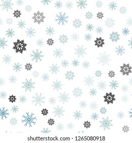 Light BLUE vector seamless layout with bright snowflakes. Modern geometrical abstract illustration with crystals of ice. Pattern for trendy fabric, wallpapers.
