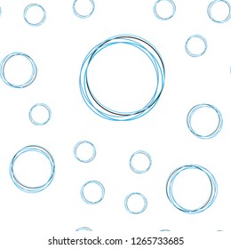 Light BLUE vector seamless layout with circle shapes. Illustration with set of shining colorful abstract circles. Pattern for trendy fabric, wallpapers.
