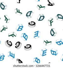 Light BLUE vector seamless layout with 3D latin alphabet. Abstract illustration with colorful 3D latin alphabet. Design for wallpaper, fabric makers.