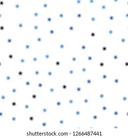 Light BLUE vector seamless layout with bright snowflakes. Shining colorful illustration with snow on abstract template. Template for business cards, websites.