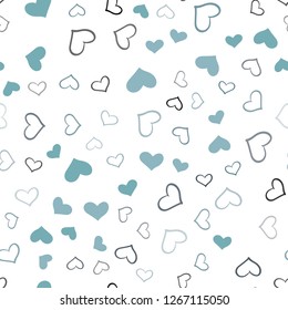 Light BLUE vector seamless layout with sweet hearts. Beautiful colored illustration with hearts in celebration style. Pattern for marriage gifts, congratulations.