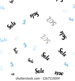 Light BLUE vector seamless layout with discount of 50%. Abstract illustration with colorful gradient symbols of sales. Template for season sales, shopping ads.