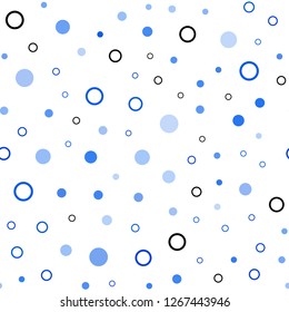 Light BLUE vector seamless layout with circle shapes. Glitter abstract illustration with blurred drops of rain. Template for business cards, websites.