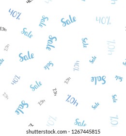 Light BLUE vector seamless layout with discount of 40%. Abstract illustration with colorful gradient symbols of sales. Backdrop for mega promotions, discounts.