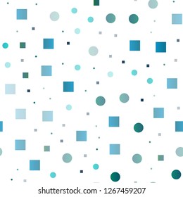 Light BLUE vector seamless layout with circle spots, cubes. Abstract backdrop with colorful circles, rectangles. Template for business cards, websites.