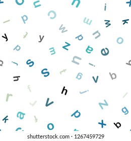Light BLUE vector seamless layout with latin alphabet. Colored alphabet signs with gradient on white background. Design for textile, fabric, wallpapers.