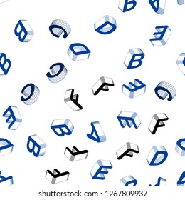 Light BLUE vector seamless layout with 3D latin alphabet. Abstract illustration with 3D ABC symbols. Template for business cards, websites.