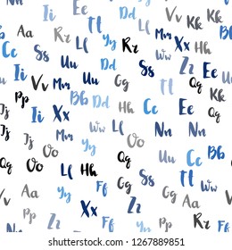 Light BLUE vector seamless layout with latin alphabet. Shining colorful illustration with isolated letters. Design for wallpaper, fabric makers.