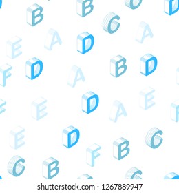 Light BLUE vector seamless layout with 3D latin alphabet. Abstract illustration with colorful 3D latin alphabet. Design for wallpaper, fabric makers.