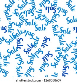 Light BLUE vector seamless layout with discount of 70, 90%. Abstract illustration with colorful gradient symbols of sales. Design for business ads, commercials.