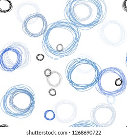 Light BLUE vector seamless layout with circle shapes. Glitter abstract illustration with blurred drops of rain. Pattern for design of fabric, wallpapers.