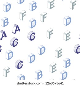 Light BLUE vector seamless layout with 3D latin alphabet. Abstract illustration with colorful 3D latin alphabet. Pattern for design of fabric, wallpapers.