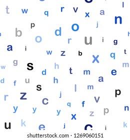 Light BLUE vector seamless layout with latin alphabet. Shining illustration with ABC symbols on abstract template. Template for business cards, websites.