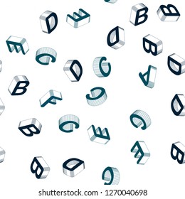 Light BLUE vector seamless layout with 3D latin alphabet. Colorful 3D alphabet signs with gradient on white background. Template for business cards, websites.