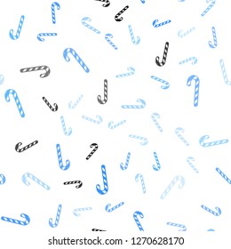 Light BLUE vector seamless layout with christmas sweet desserts.