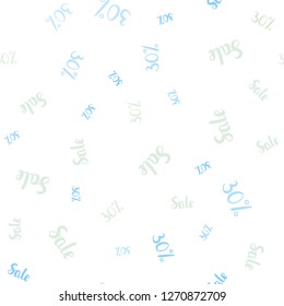 Light BLUE vector seamless layout with discount of 30%. Colorful set of  percentage signs in simple style. Template for season sales, shopping ads.