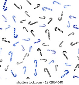 Light BLUE vector seamless layout with christmas sweet desserts.