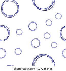 Light BLUE vector seamless layout with circle shapes. Glitter abstract illustration with blurred drops of rain. Design for wallpaper, fabric makers.