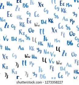 Light BLUE vector seamless layout with latin alphabet. Abstract illustration with colored latin alphabet. Design for textile, fabric, wallpapers.