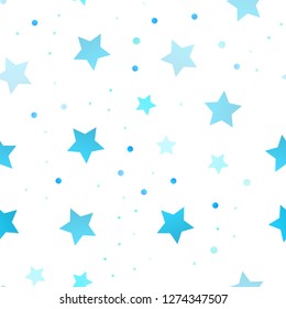 Light BLUE vector seamless layout with bright stars. Shining colored illustration with stars. Best design for your ad, poster, banner.