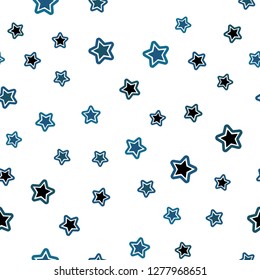 Light BLUE vector seamless layout with bright stars. Modern geometrical abstract illustration with stars. Texture for window blinds, curtains.