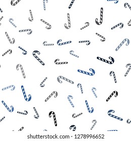 Light BLUE vector seamless layout with christmas sweet desserts.