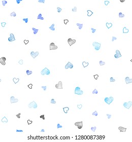 Light BLUE vector seamless layout with sweet hearts. Illustration with hearts in love concept for valentine's day. Pattern can be used for valentine's ad, booklets.