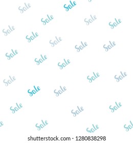 Light BLUE vector seamless layout with discount words. Illustration with signs of sales on abstract template. Design for business ads, commercials.