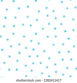 Light BLUE vector seamless layout with bright snowflakes. Colorful snowflakes with gradient on abstract background. Texture for window blinds, curtains.
