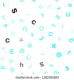 Light BLUE vector seamless layout with latin alphabet. Shining colorful illustration with isolated letters. Design for wallpaper, fabric makers.