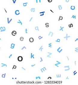 Light BLUE vector seamless layout with latin alphabet. Abstract illustration with colored latin alphabet. Texture for window blinds, curtains.