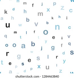 Light BLUE vector seamless layout with latin alphabet. Colored alphabet signs with gradient on white background. Pattern for trendy fabric, wallpapers.