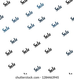 Light BLUE vector seamless layout with discount words. Illustration with signs of sales on abstract template. Template for season sales, shopping ads.