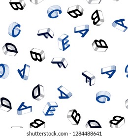 Light BLUE vector seamless layout with 3D latin alphabet. Shining colorful 3D illustration with isolated letters. Design for textile, fabric, wallpapers.
