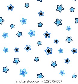 Light BLUE vector seamless layout with bright stars. Glitter abstract illustration with colored stars. Texture for window blinds, curtains.