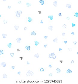 Light BLUE vector seamless layout with sweet hearts. Illustration with hearts in love concept for valentine's day. Beautiful design for your business advert of anniversary.