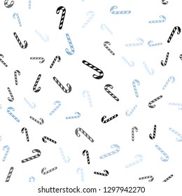 Light BLUE vector seamless layout with christmas sweet desserts.