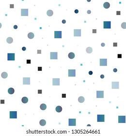 Light BLUE vector seamless layout with circle spots, cubes. Illustration with set of shining colorful abstract circles, cubes. Pattern for trendy fabric, wallpapers.
