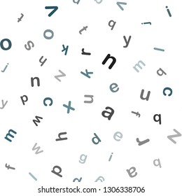 Light BLUE vector seamless layout with latin alphabet. Modern geometrical illustration with ABC english symbols. Design for textile, fabric, wallpapers.