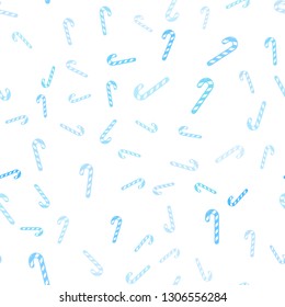 Light BLUE vector seamless layout with christmas sweet desserts.