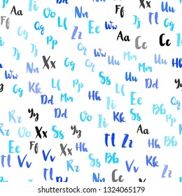 Light BLUE vector seamless layout with latin alphabet. Shining colorful illustration with isolated letters. Pattern for trendy fabric, wallpapers.