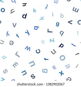 Light BLUE vector seamless layout with latin alphabet. Colored alphabet signs with gradient on white background. Design for textile, fabric, wallpapers.