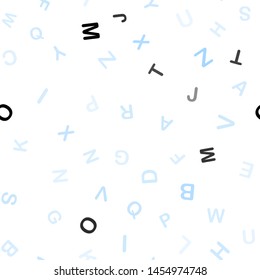 Light BLUE vector seamless layout with latin alphabet. Modern geometrical illustration with ABC english symbols. Design for wallpaper, fabric makers.