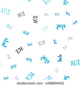 Light BLUE vector seamless layout with discount of 70%. Illustration with signs of sales on abstract template. Pattern for ads, posters, banners of sales.
