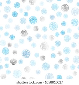 Light BLUE vector seamless natural elegant background. Colorful abstract illustration with flowers in doodle style. Brand-new design for your business.
