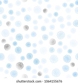 Light BLUE vector seamless natural abstract template. A vague abstract illustration with flowers in doodles style. Template for backgrounds of cell phones.